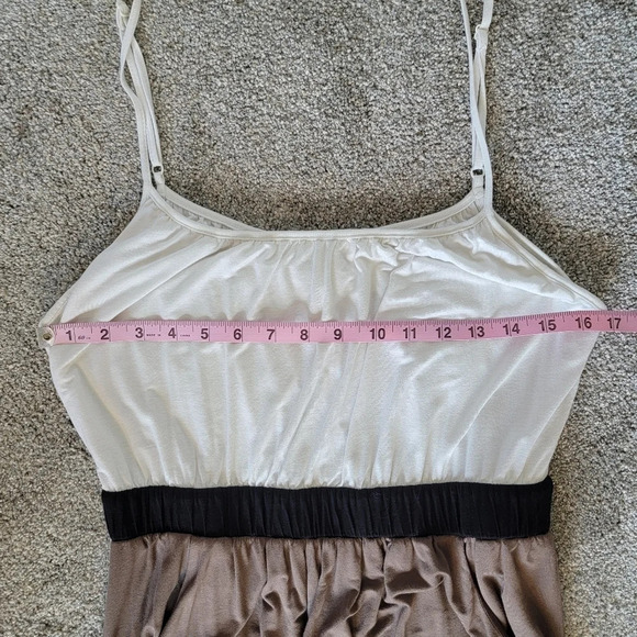 Forever 21 Twenty one color block brown black cream bubble Hem tank dress. L - Picture 7 of 9